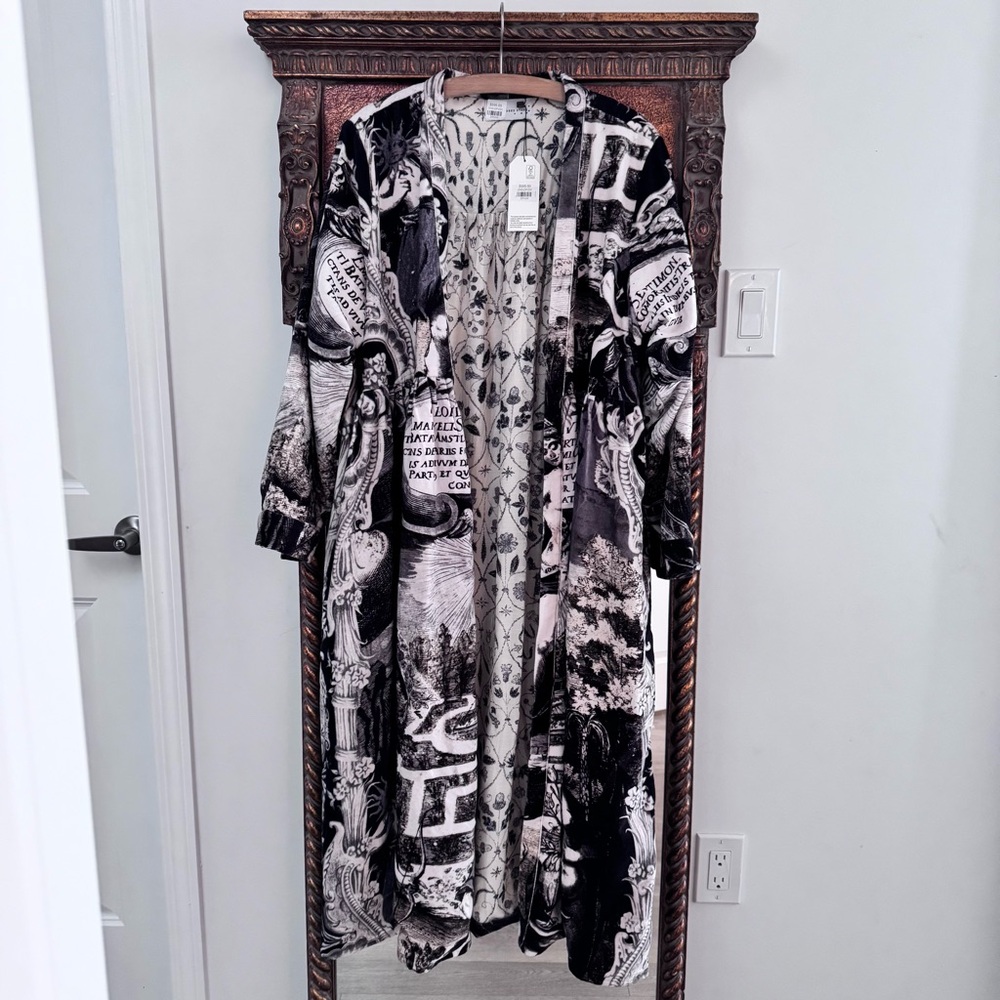 One Hundred Stars Sunburst Grey Velvet Duster 100% organic cotton ONE SIZE